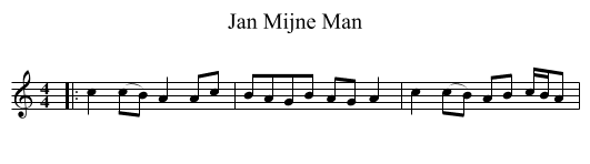 Jan Mijne Man - staff notation