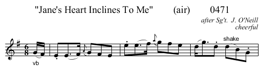Jane's Heart Inclines To Me        (air)        0471 - staff notation