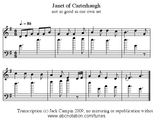 Janet of Carterhaugh - staff notation