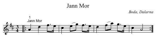 Jann Mor - staff notation