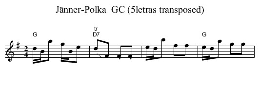 J&auml;nner-Polka  GC (5letras transposed) - staff notation