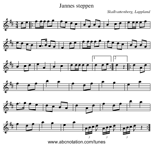 Jannes steppen - staff notation