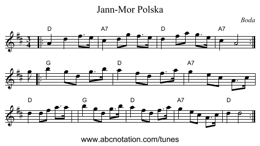 Jann-Mor Polska - staff notation