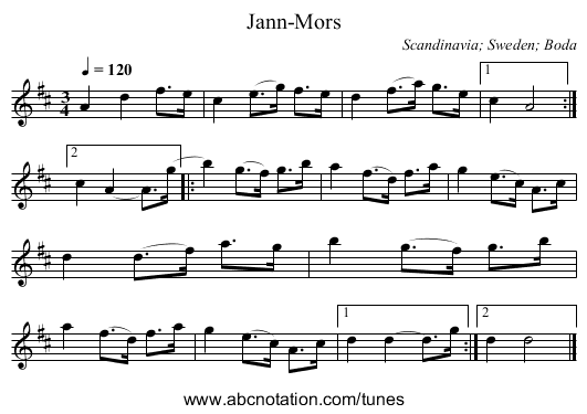 Jann-Mors - staff notation