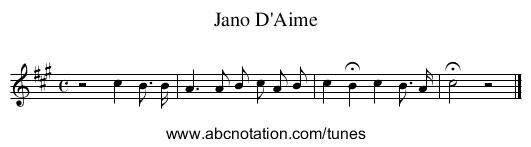 Jano D'Aime - staff notation
