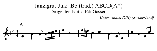 Jänzigrat-Juiz  Bb (trad.) ABCD(A*) - staff notation