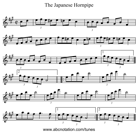 Japanese Hornpipe, The - staff notation