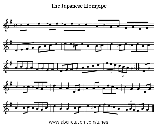 Japanese Hornpipe, The - staff notation