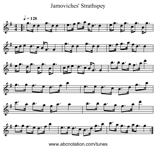 Jarnoviches' Strathspey - staff notation