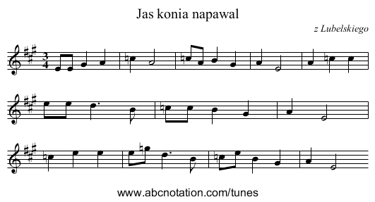 Jas konia napawal - staff notation