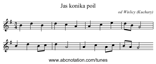 Jas konika poil - staff notation