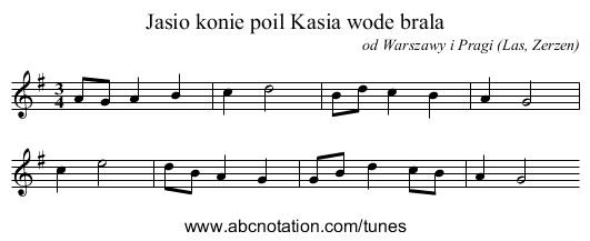 Jasio konie poil Kasia wode brala - staff notation