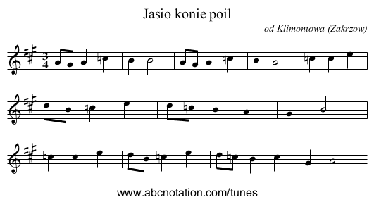 Jasio konie poil - staff notation
