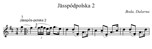 Jässpôdpolska 2 - staff notation