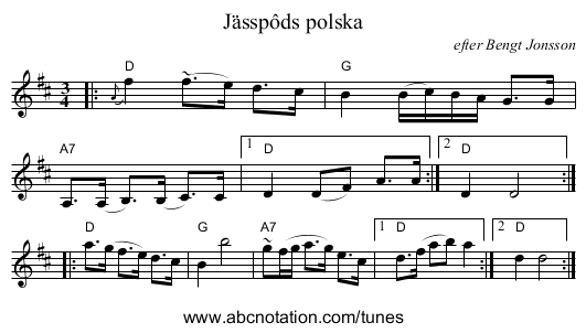 Jässpôds polska - staff notation