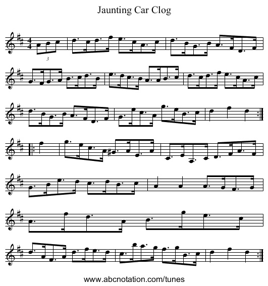 Jaunting Car Clog - staff notation