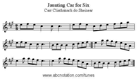 Jaunting Car for Six - staff notation