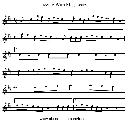 Jazzing With Mag Leary - staff notation