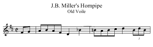 J.B. Miller's Hornpipe - staff notation