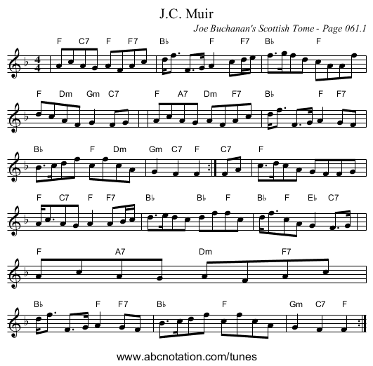 J.C. Muir - staff notation