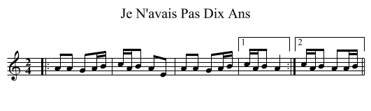 Je N'avais Pas Dix Ans - staff notation
