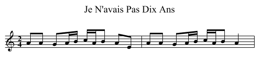 Je N'avais Pas Dix Ans - staff notation