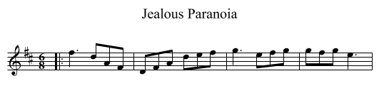 Jealous Paranoia - staff notation