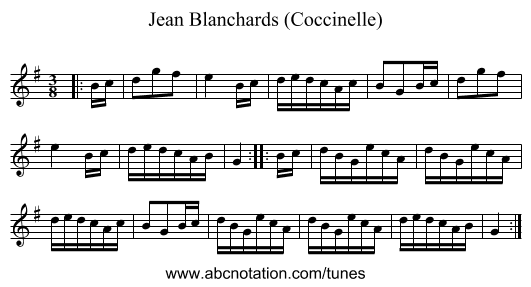 Jean Blanchards (Coccinelle) - staff notation