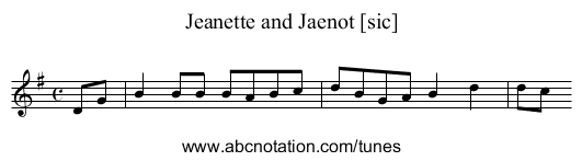 Jeanette and Jaenot [sic] - staff notation