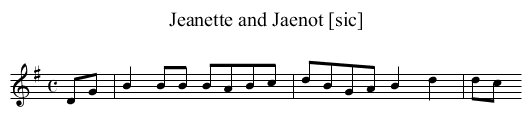 Jeanette and Jaenot [sic] - staff notation