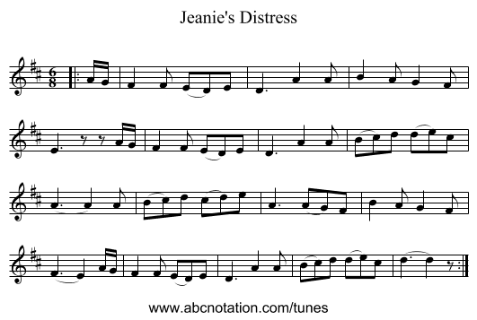 Jeanie's Distress - staff notation