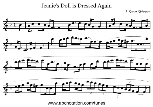 Jeanie's Doll is Dressed Again - staff notation