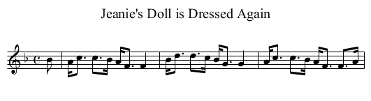 Jeanie's Doll is Dressed Again - staff notation