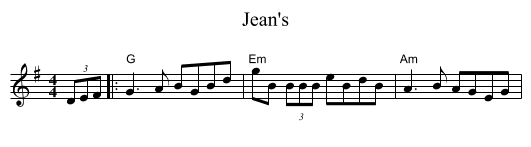Jean's - staff notation