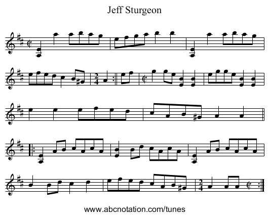 Jeff Sturgeon - staff notation