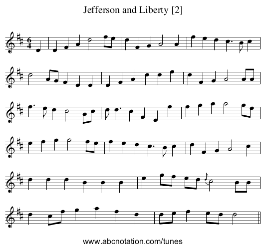 Jefferson and Liberty [2] - staff notation