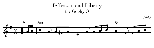 Jefferson and Liberty - staff notation