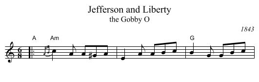 Jefferson and Liberty - staff notation