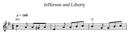 Jefferson and Liberty - staff notation