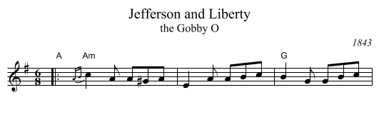 Jefferson and Liberty - staff notation