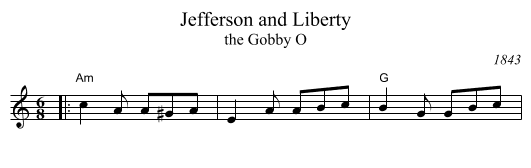 Jefferson and Liberty - staff notation