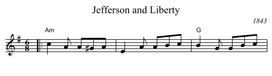 Jefferson and Liberty - staff notation