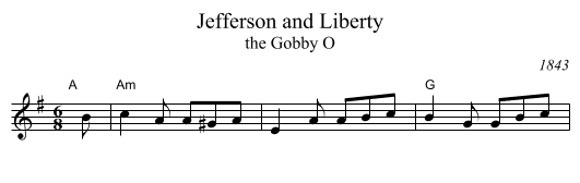 Jefferson and Liberty - staff notation