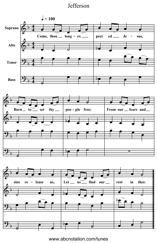 Jefferson - staff notation