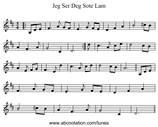 Jeg Ser Deg Sote Lam - staff notation