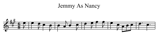 Jemmy As Nancy - staff notation