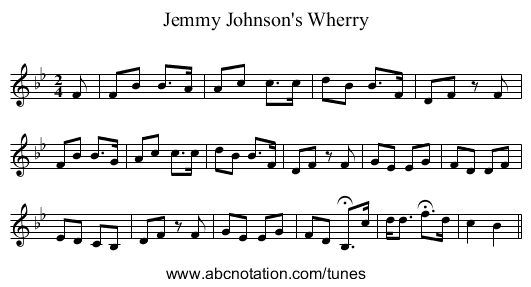 Jemmy Johnson's Wherry - staff notation