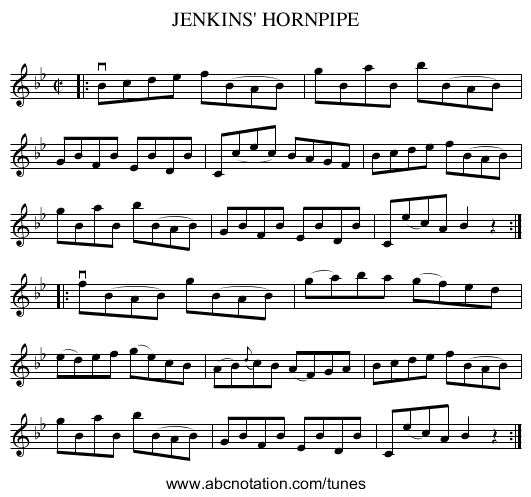JENKINS' HORNPIPE - staff notation