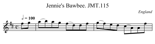 Jennie's Bawbee. JMT.115 - staff notation