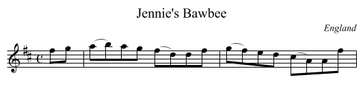 Jennie's Bawbee - staff notation